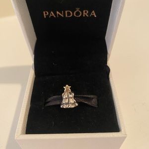 Pandora Authentic Christmas Tree Charm Silver and 14K Gold